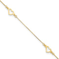 14K Fancy Heart Plus ext. Anklet