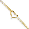14k Double Strand Heart with extension Anklet