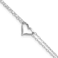14k White Gold Double Strand Heart Plus ext. Anklet