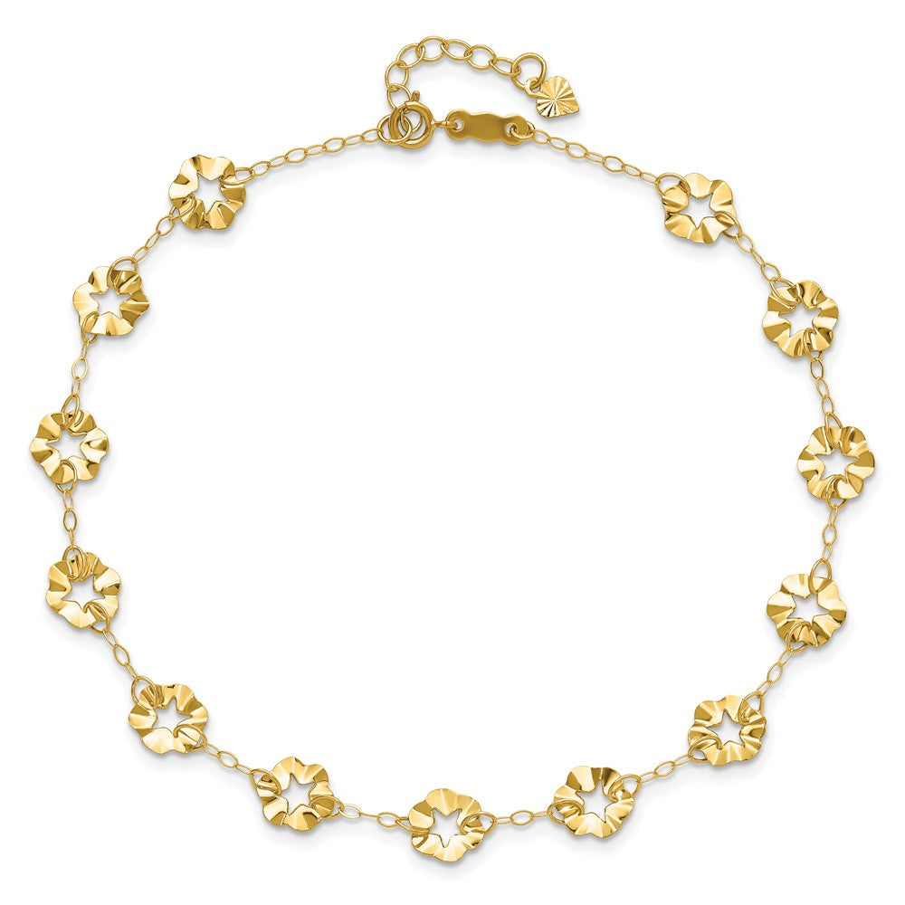 14k Adjustable Flower Plus ext. Anklet