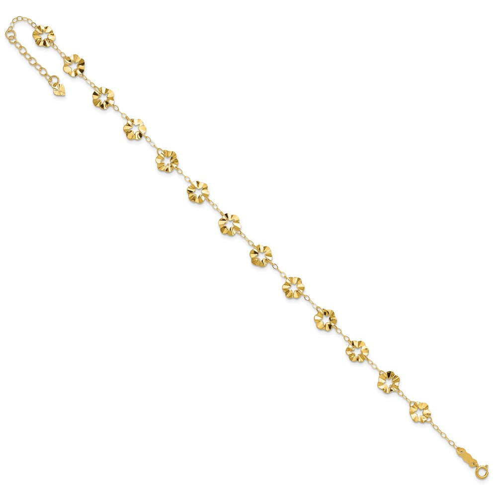 14k Adjustable Flower Plus ext. Anklet
