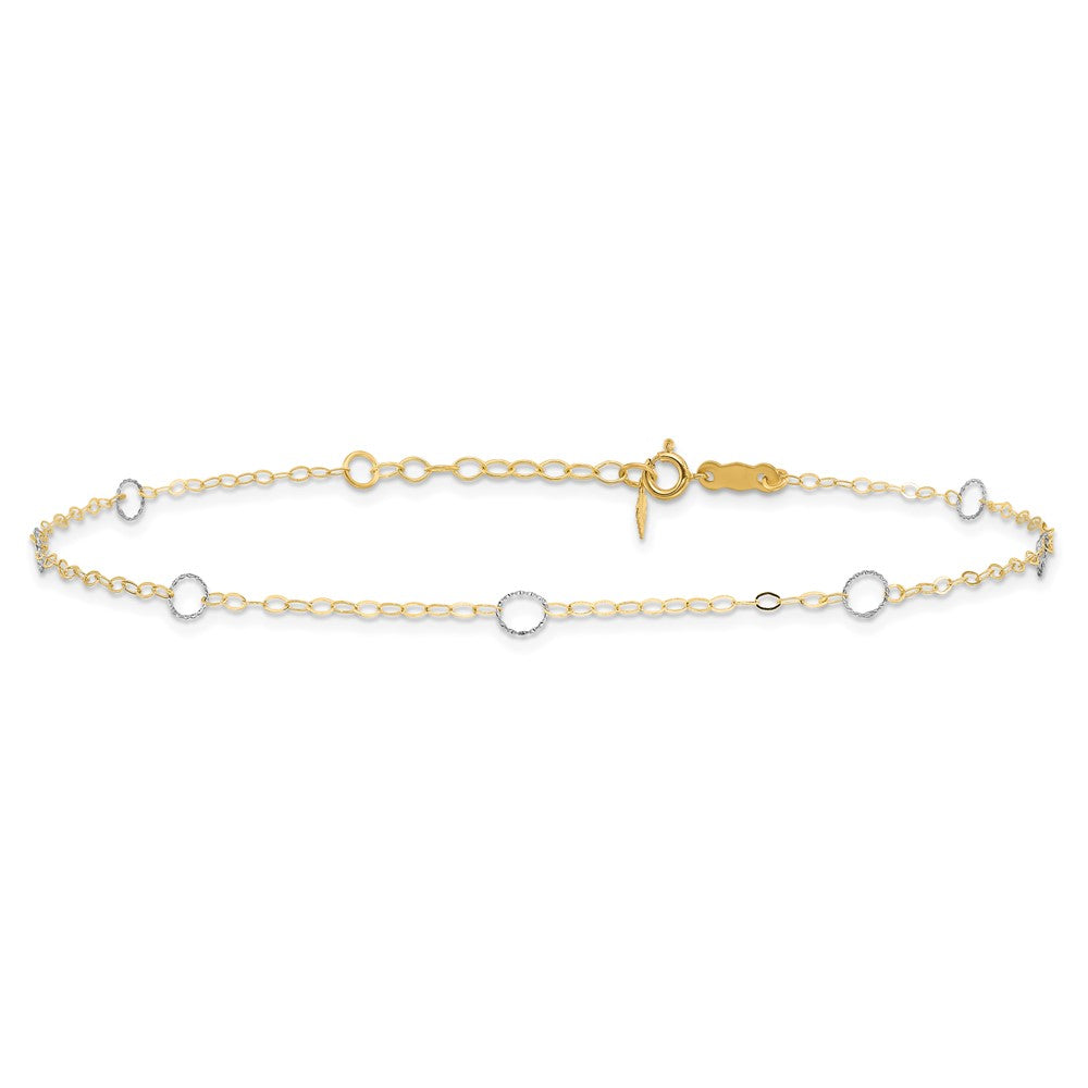 14k Two-Tone Circle Plus ext Anklet