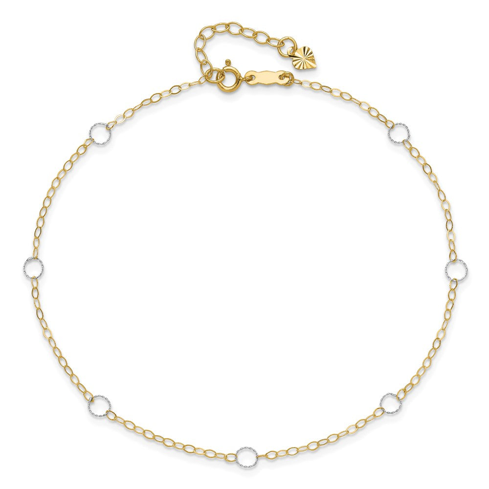 14k Two-Tone Circle Plus ext Anklet