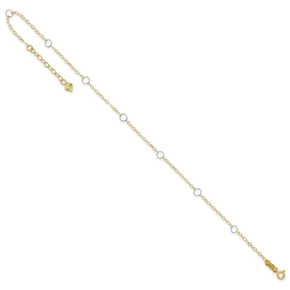 14k Two-Tone Circle Plus ext Anklet