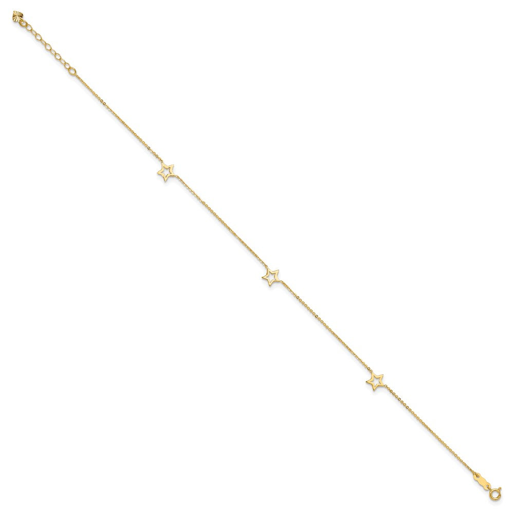 14K Adjustable Star 9in Plus 1in extension Anklet