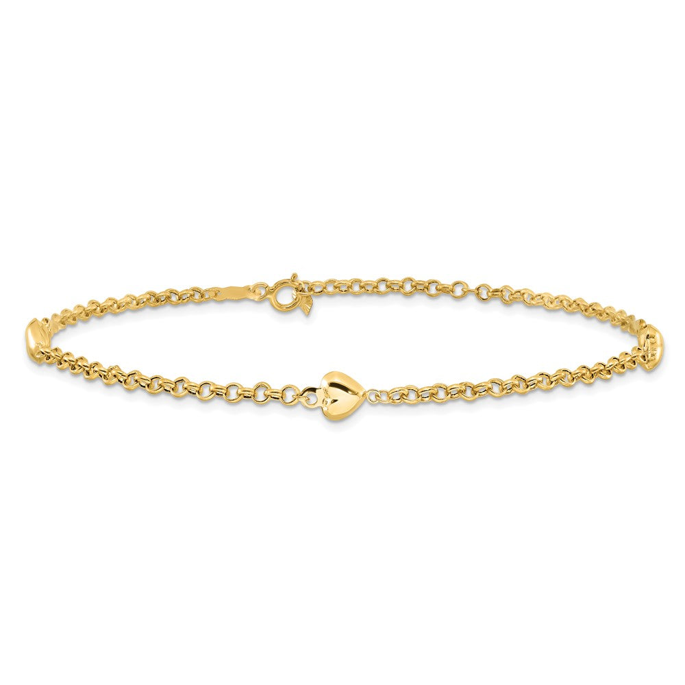 14k Puff Heart Anklet