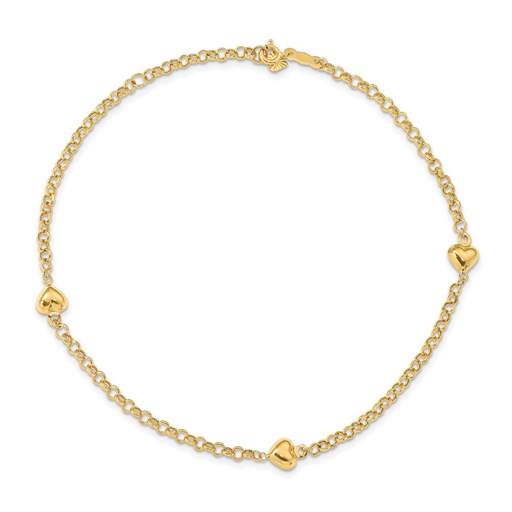 14k Puff Heart Anklet