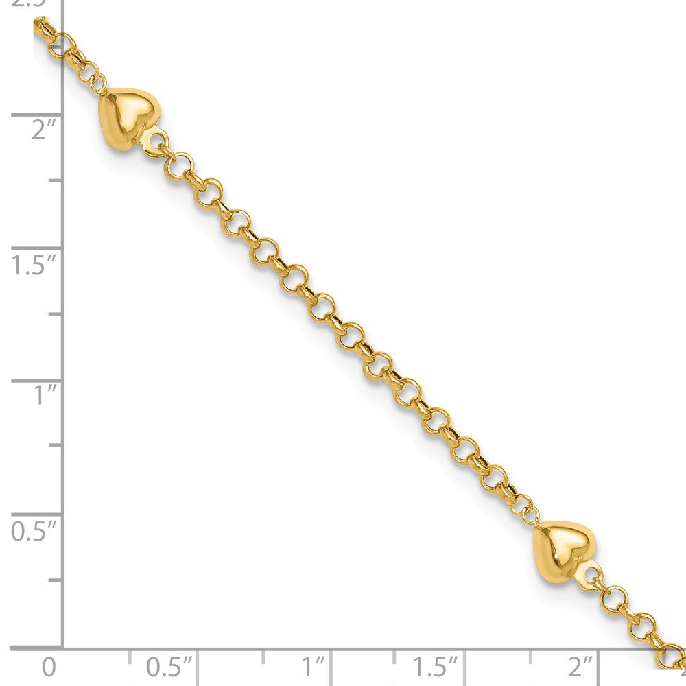 14k Puff Heart Anklet