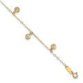 14k Hollow Dangle Circle 9in Plus 1in ext. Anklet