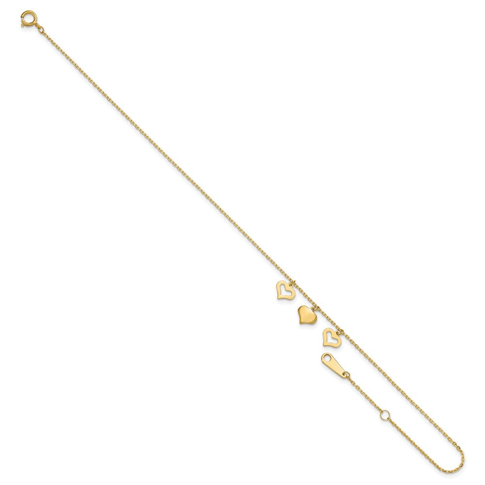 14k 3 Hearts Plus Extension Anklet