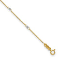 14k Two-tone Cable with Mirror Beads 9in Plus 1in Ext. Anklet