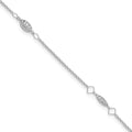 14K White Gold Diamond-cut Puffed Beads 9in Plus1in Ext Anklet
