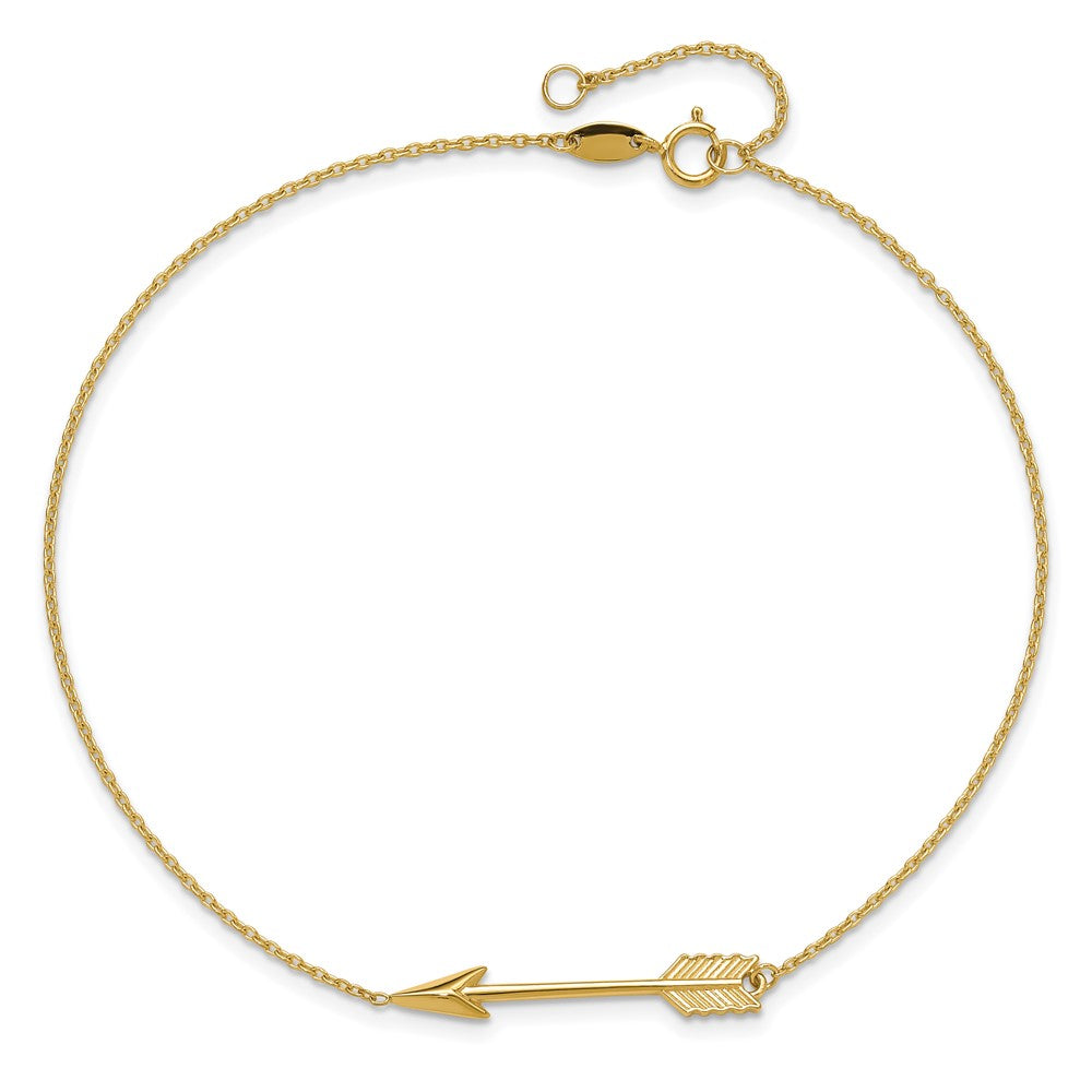 14K Polished Arrow Plus ext. Anklet