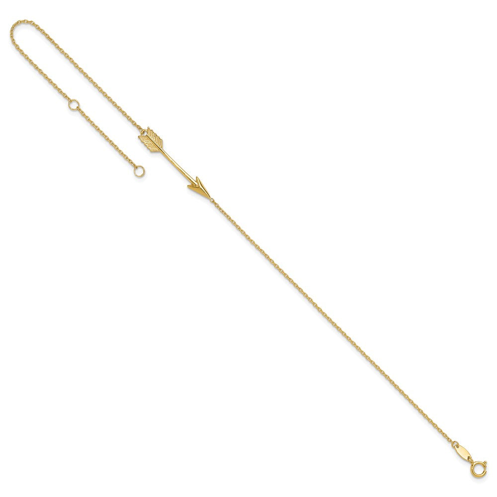 14K Polished Arrow Plus ext. Anklet