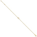 14K Textured and Polished Heart 9in Plus 1in ext Anklet