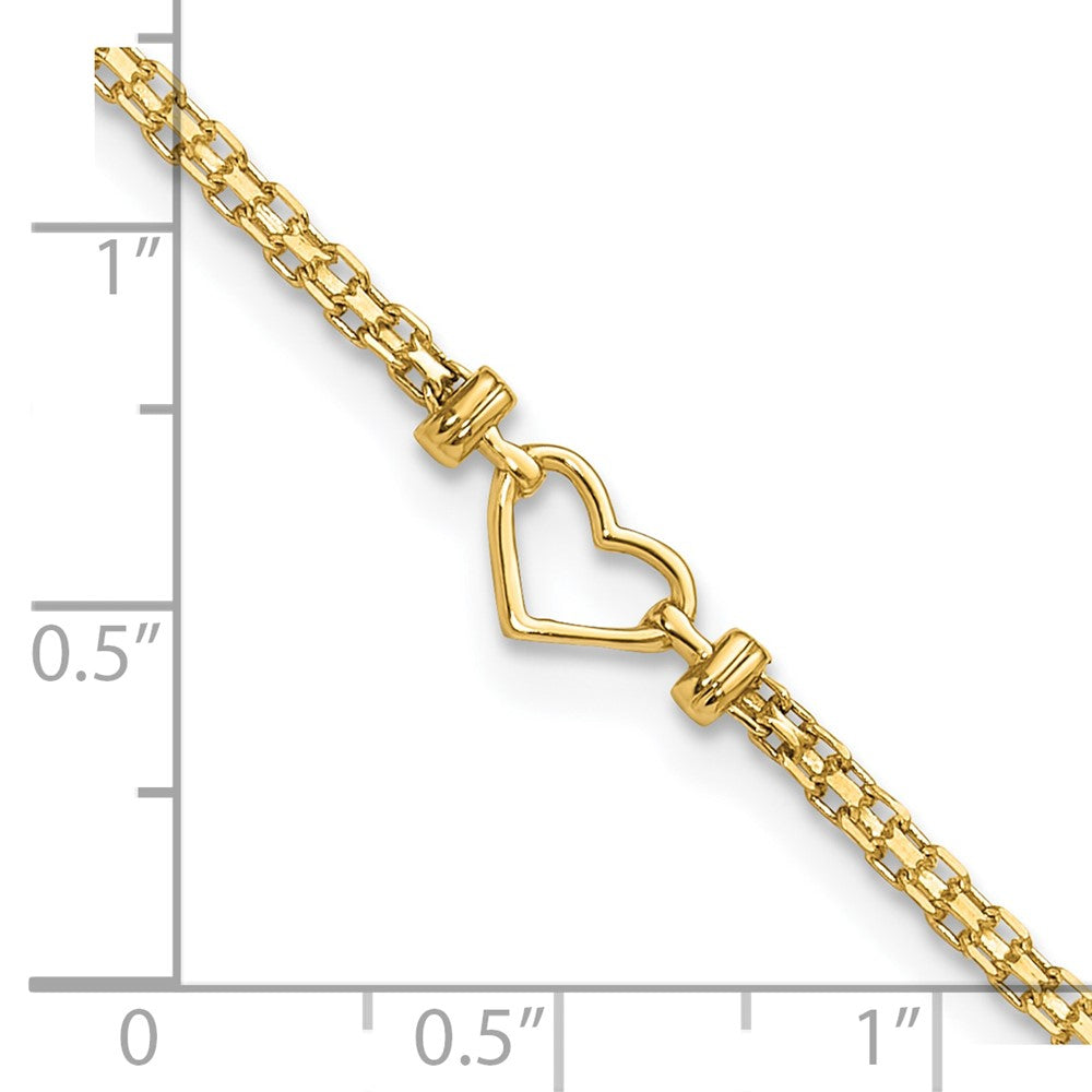 14k Polished Open-Heart Anklet