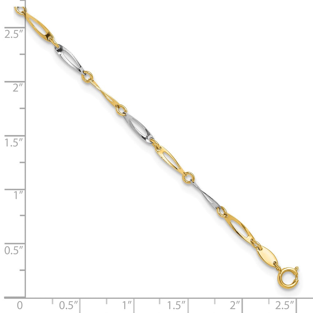 14k Two-Tone Polished Link 9.25 Plus 1in ext. Anklet