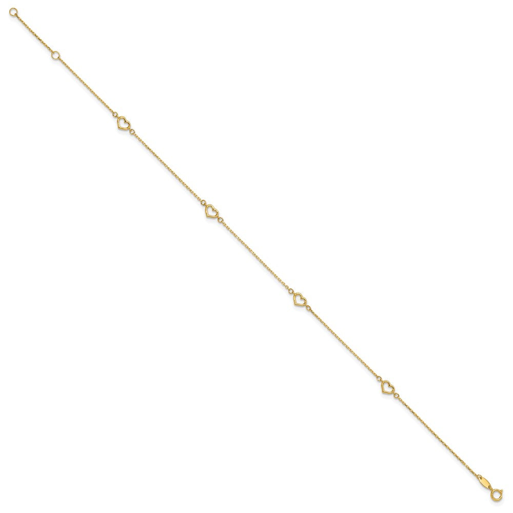 14K Heart 10in Plus 1in ext. Anklet