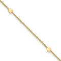 14K Polished Hearts 10in Plus 1in ext. Anklet