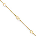 14K Polished Hearts 9in Plus 1 in ext. Anklet