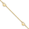 14K Polished Heart 9in Plus 1in ext Anklet