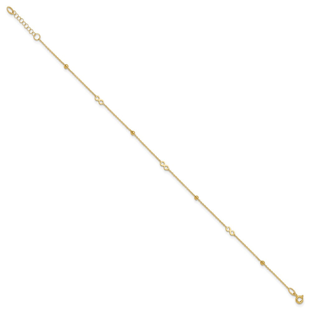 14K Polished Infinity 9in Plus 1in ext Anklet