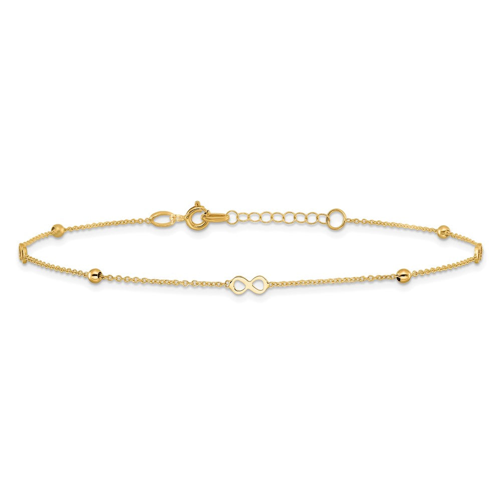 14K Polished Infinity 9in Plus 1in ext Anklet