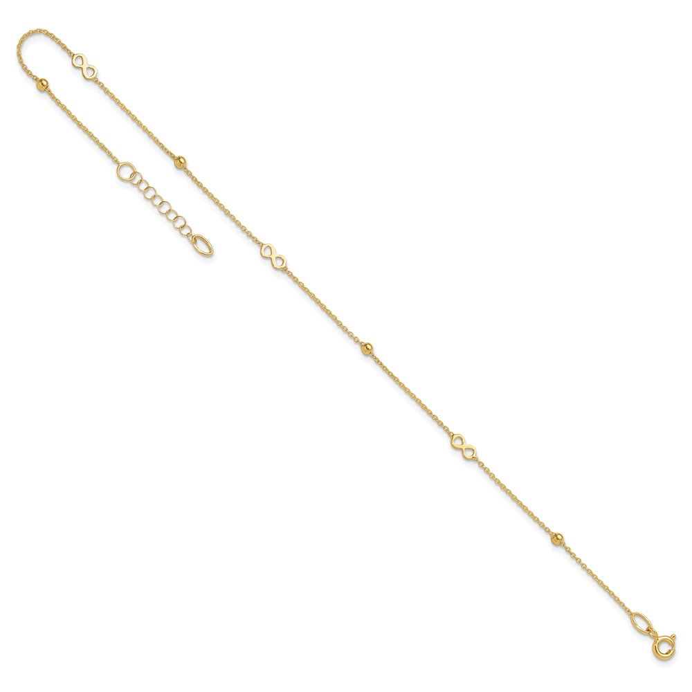14K Polished Infinity 9in Plus 1in ext Anklet