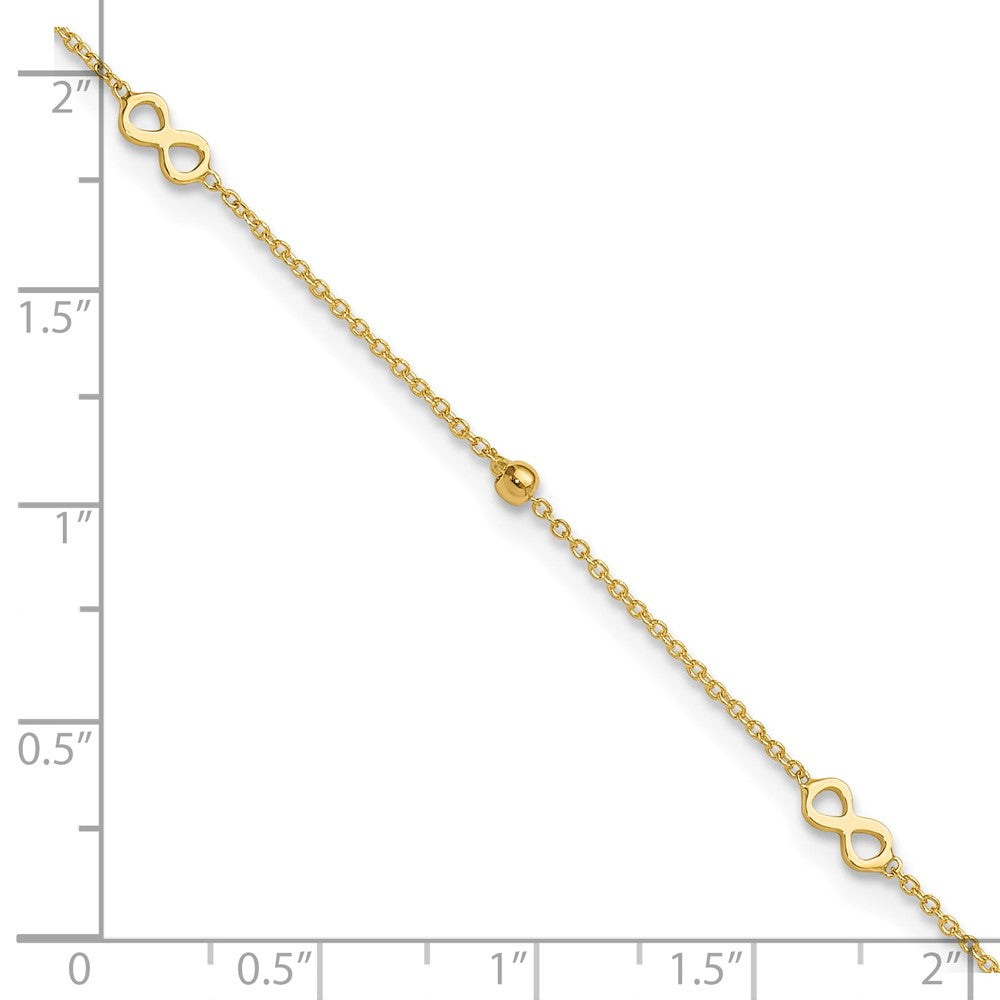 14K Polished Infinity 9in Plus 1in ext Anklet