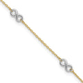 14K Two-tone Polished Infinity 9in Plus 1 in ext. Anklet