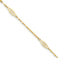 14K Polished Fancy Filigree Link 9in Plus 1 in ext. Anklet