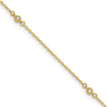 14K Polished CZ 5 Station 9in with 1 in ext. Anklet