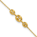 14K Polished Fancy Link 9in Plus 1 in ext. Anklet
