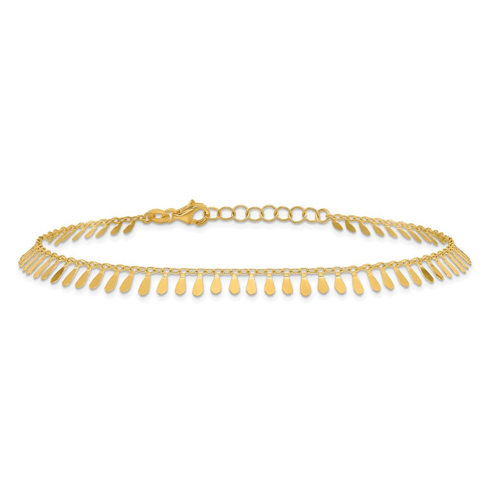 14K Polished Fancy 9in Plus 1 in ext. Anklet