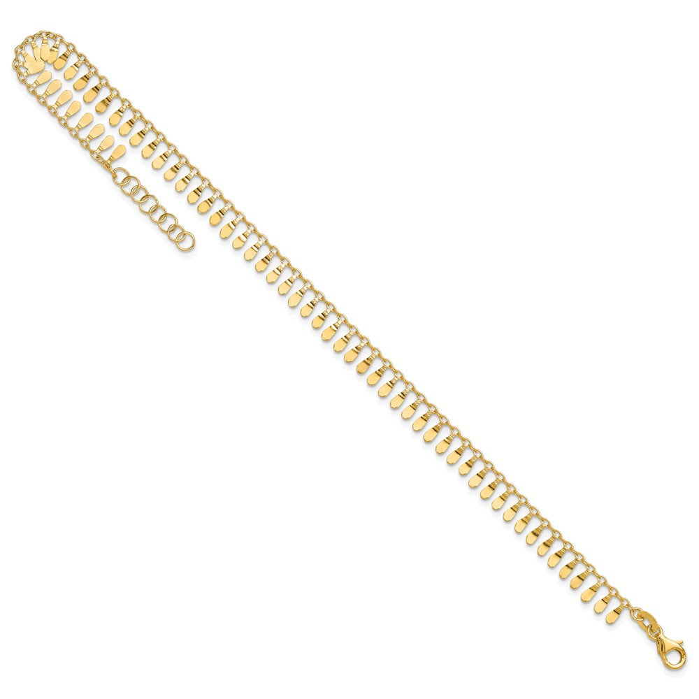 14K Polished Fancy 9in Plus 1 in ext. Anklet