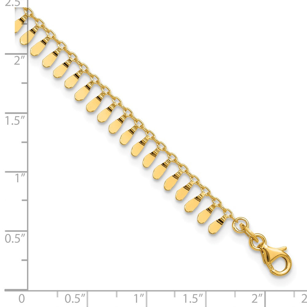 14K Polished Fancy 9in Plus 1 in ext. Anklet