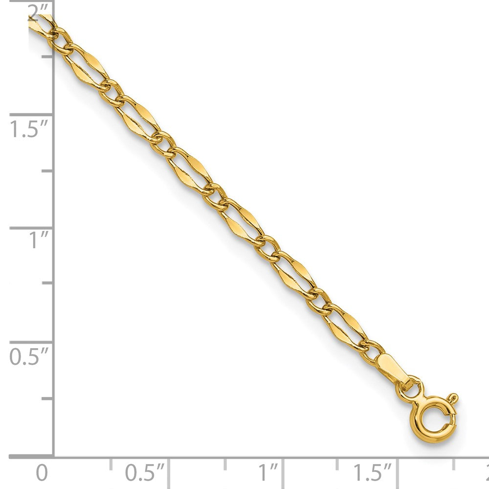 14K Polished Fancy Link 9in Plus 1in extension Anklet