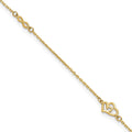 14k Polished Hearts and Infinity 9in Plus 1in ext. Anklet