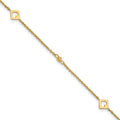 14k Link Hearts and D/C Beads 9in Plus 1in ext Anklet