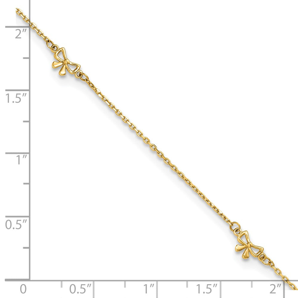 14k Polished Bows 9in Plus 1in ext. Anklet