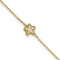 14K Polished Mother of Pearl Flower 9in Plus 1in ext. Anklet