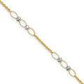 14k Two-tone Polished Oval Link Beads 9in Plus 1in ext. Anklet
