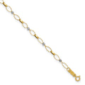 14k Two-tone Polished Fancy Open Link 9in Plus 1in ext. Anklet