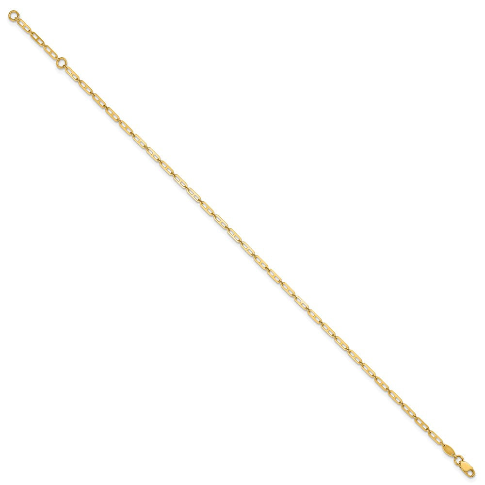 14k Polished Elongated Anchor Link 9in Plus 1in ext. Anklet
