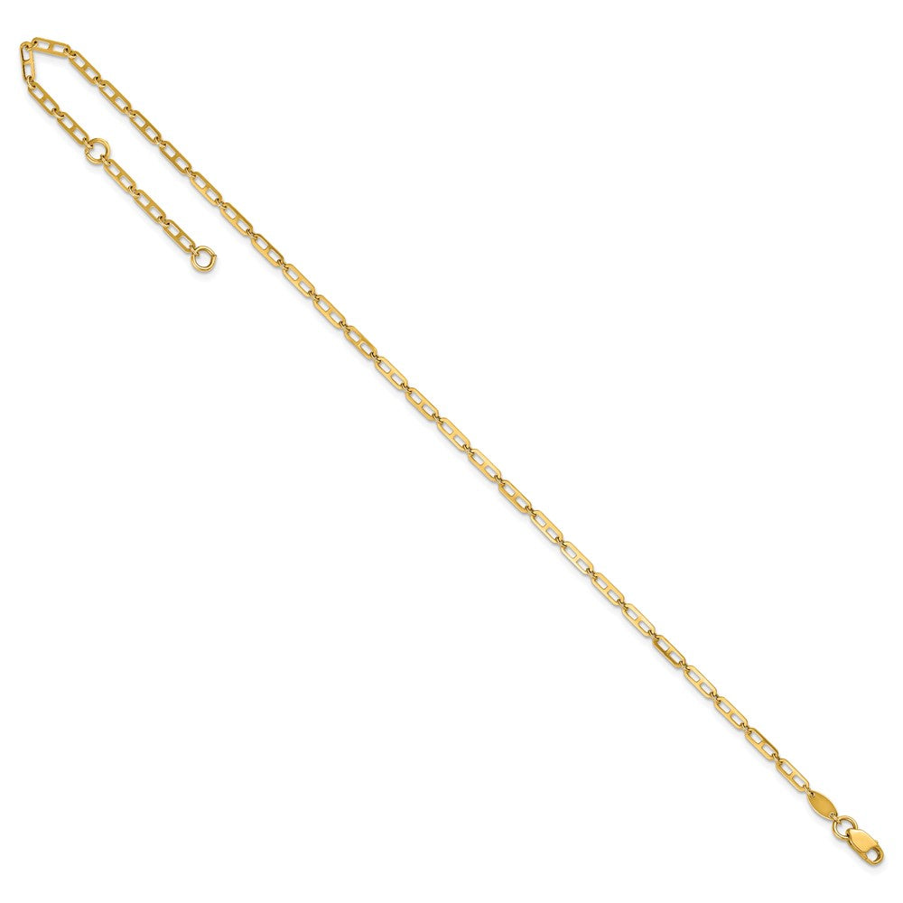 14k Polished Elongated Anchor Link 9in Plus 1in ext. Anklet