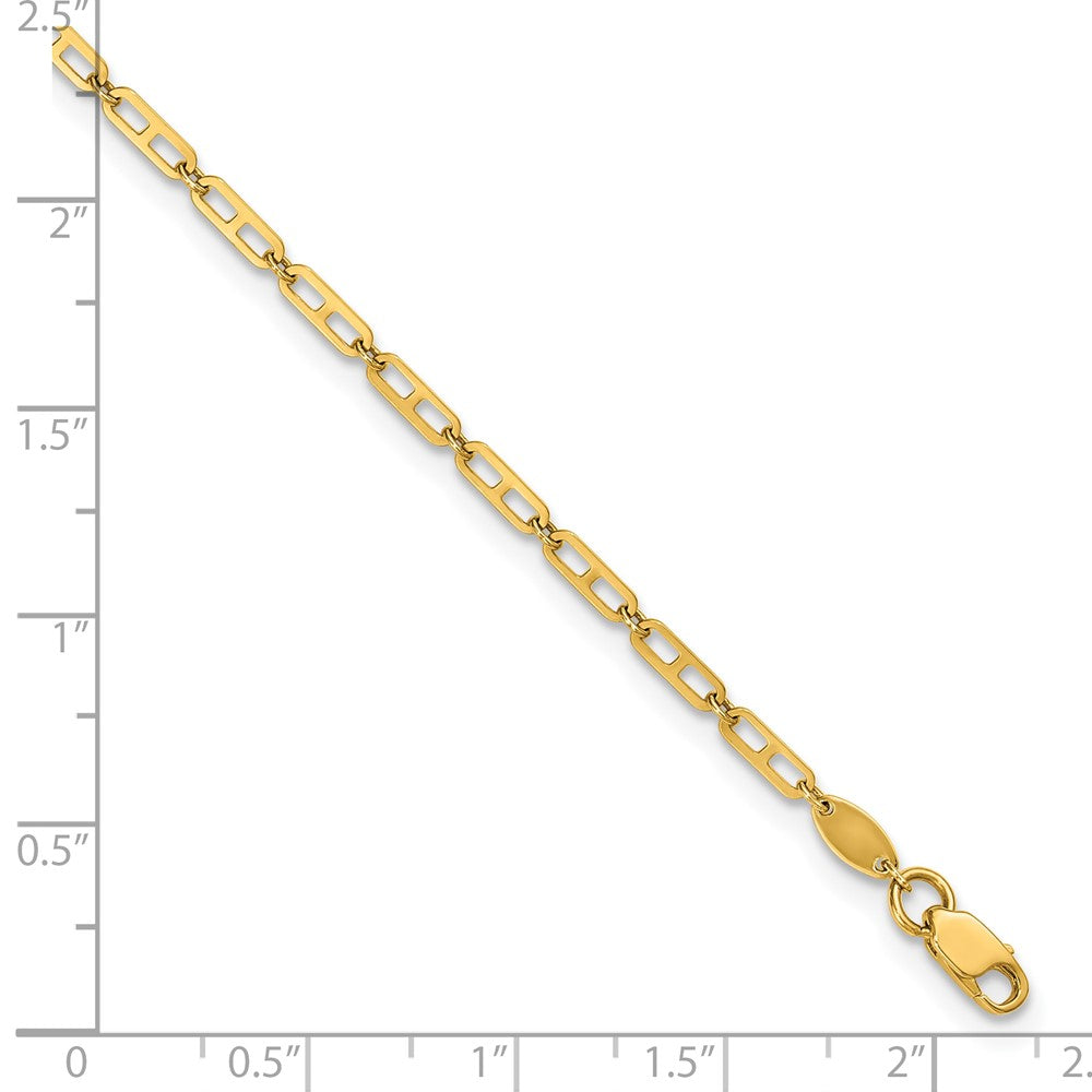 14k Polished Elongated Anchor Link 9in Plus 1in ext. Anklet