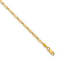 14k Polished Elongated Anchor Link 9in Plus 1in ext. Anklet