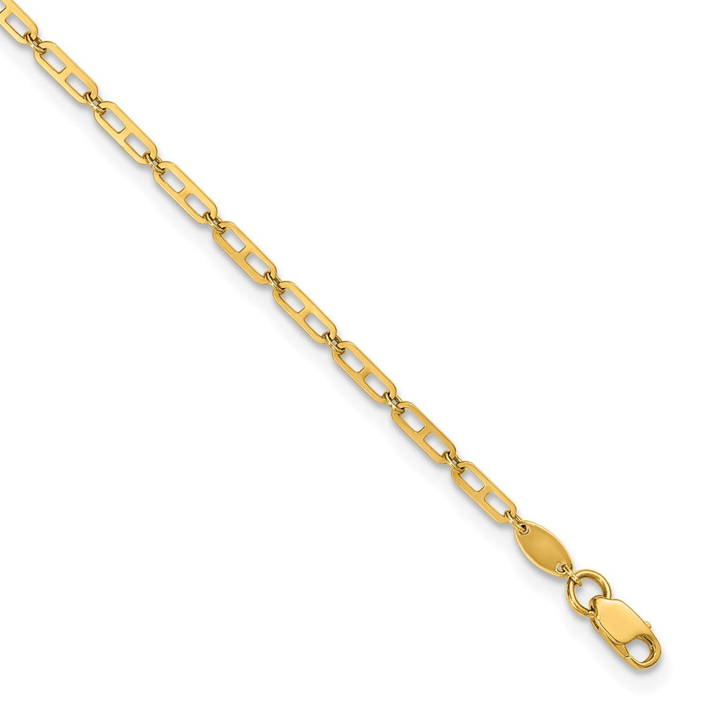 14k Polished Elongated Anchor Link 9in Plus 1in ext. Anklet