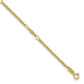 14K Polished Beaded Mixed Link 10in Anklet