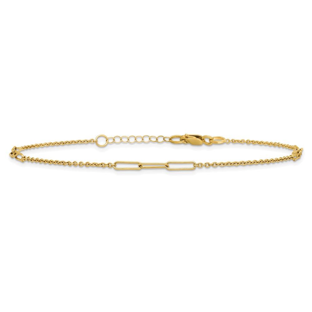 14k Polished Paper Clip Link 9in Plus 1in ext Anklet